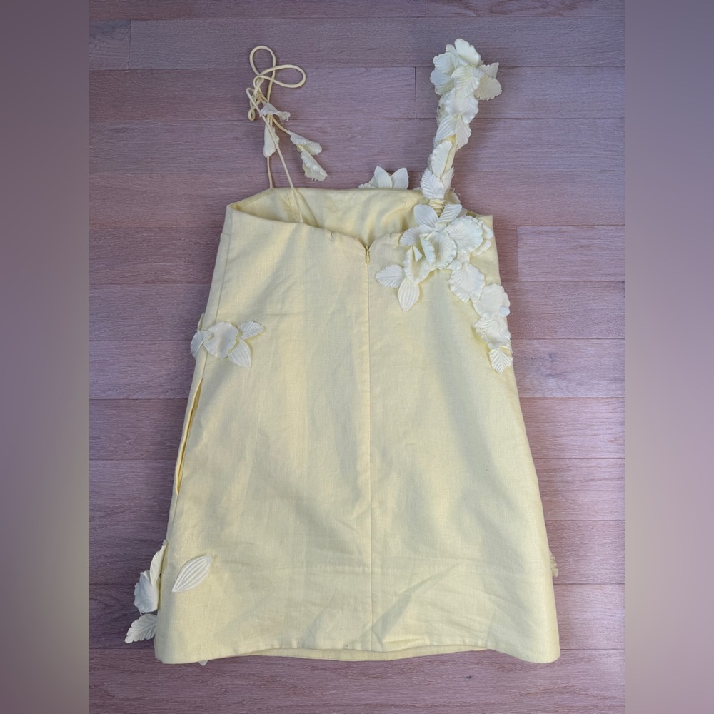Zimmermann Yellow Floral Mini Appliqué Dress Size 0 - Picture 3 of 4